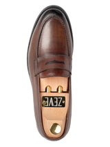 SinglePennyLoaferDarkBrown_HandPaintedPatina - Zeve