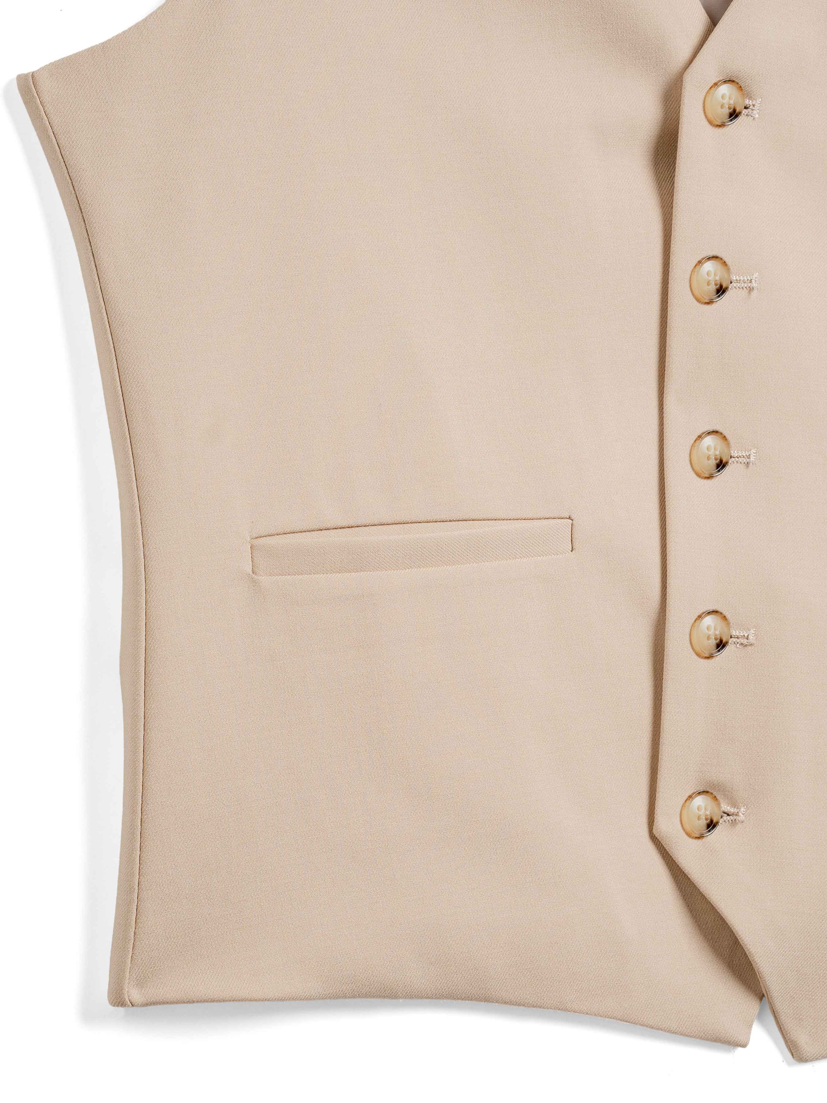 Single Row Button Vest - Beige