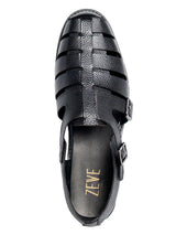 SingleVenetoSandalBlackPebbleGrainLeather - Zeve