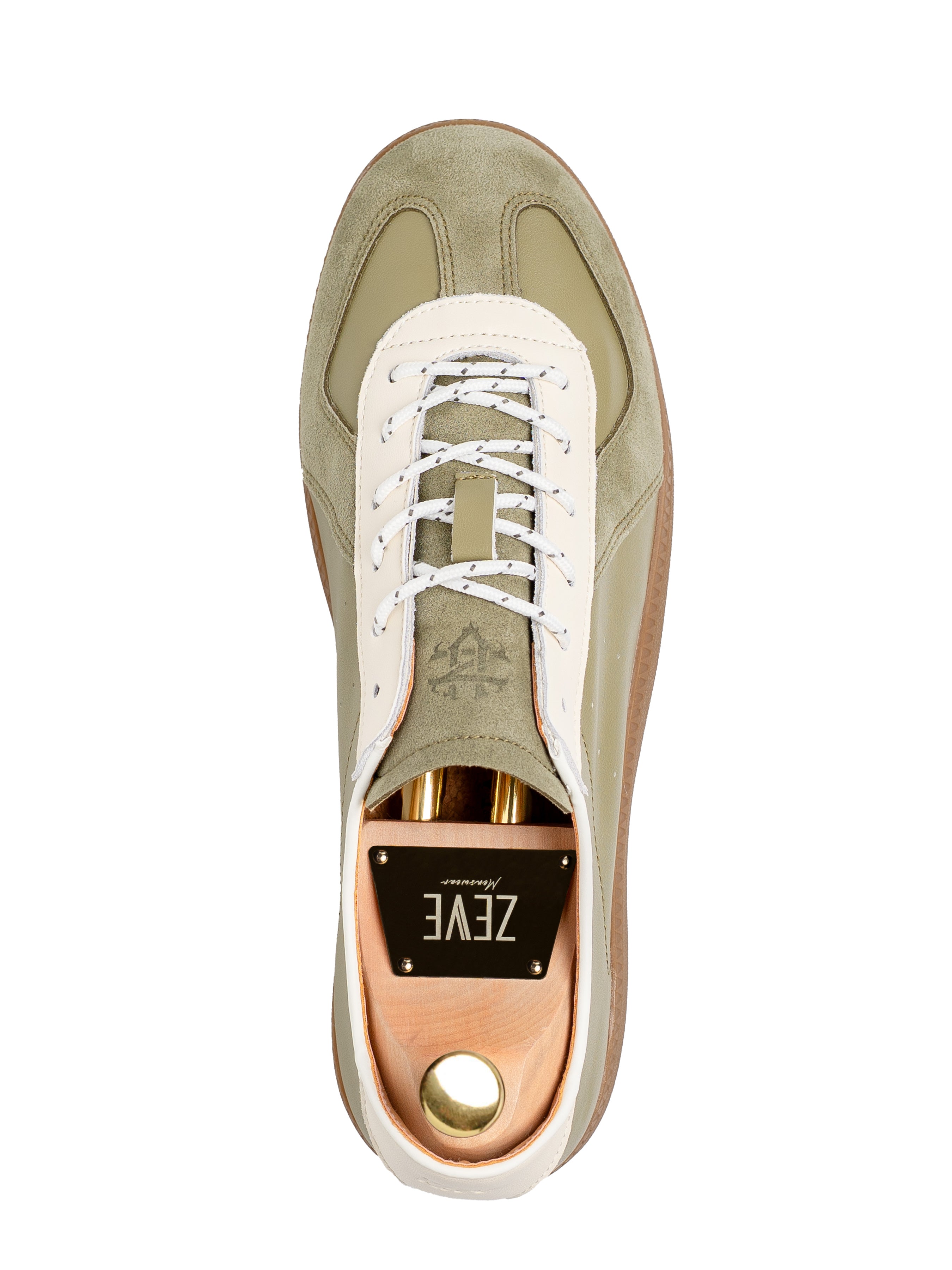 Zeve Trainer Sneaker - Green White Suede