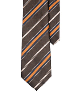 StripesTieDarkBrownWithGoldandNavyLines1 - Zeve