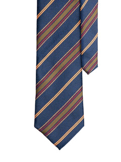 StripesTieNavyBlueWithOliveGreenandGoldLines1 - Zeve