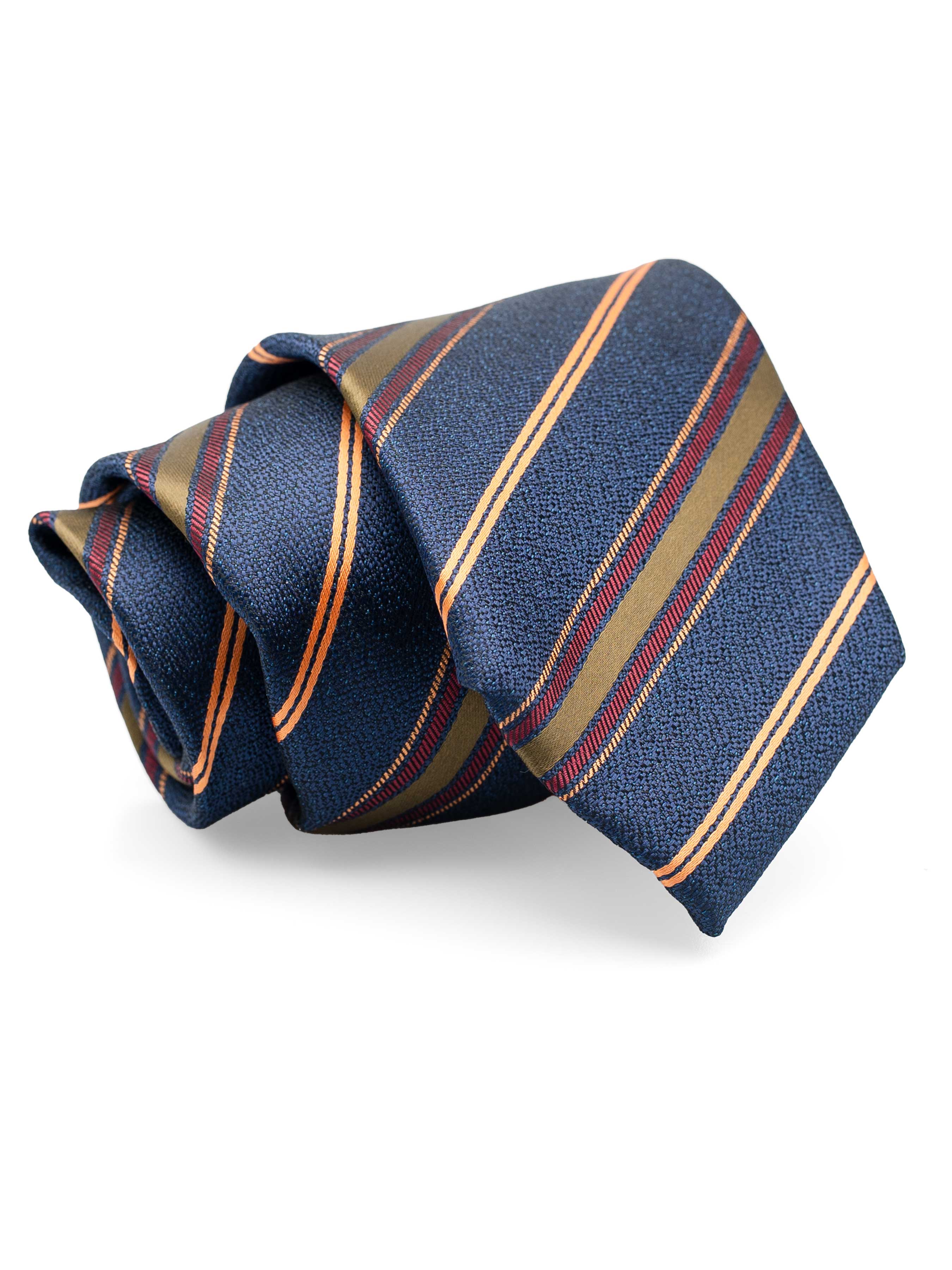 StripesTieNavyBlueWithOliveGreenandGoldLines2 - Zeve