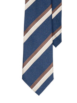 StripesTieNavyBlueWithWhiteandBrownLines1 - Zeve