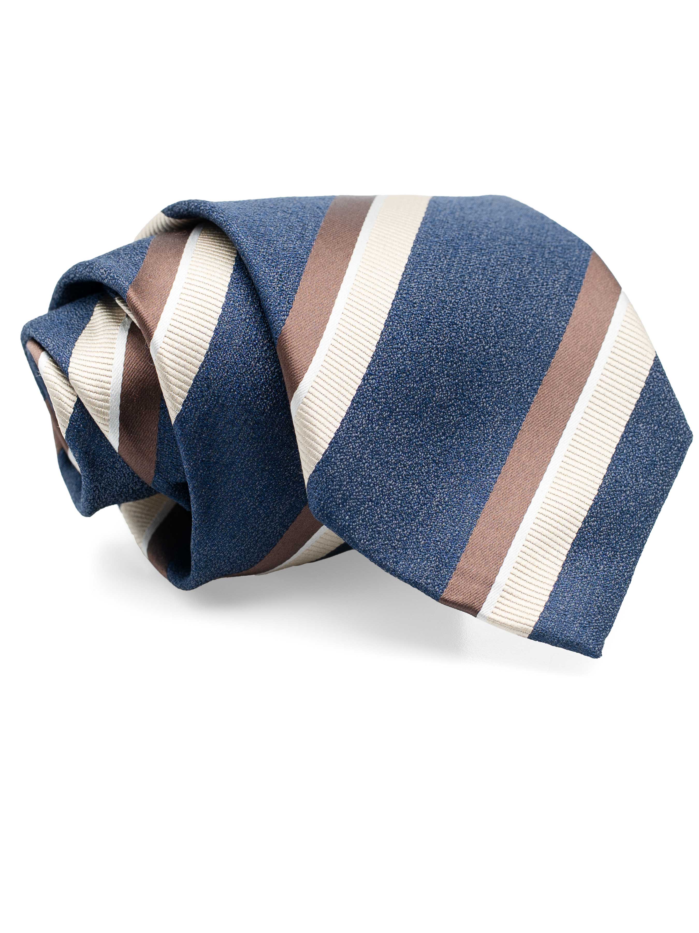 StripesTieNavyBlueWithWhiteandBrownLines2 - Zeve