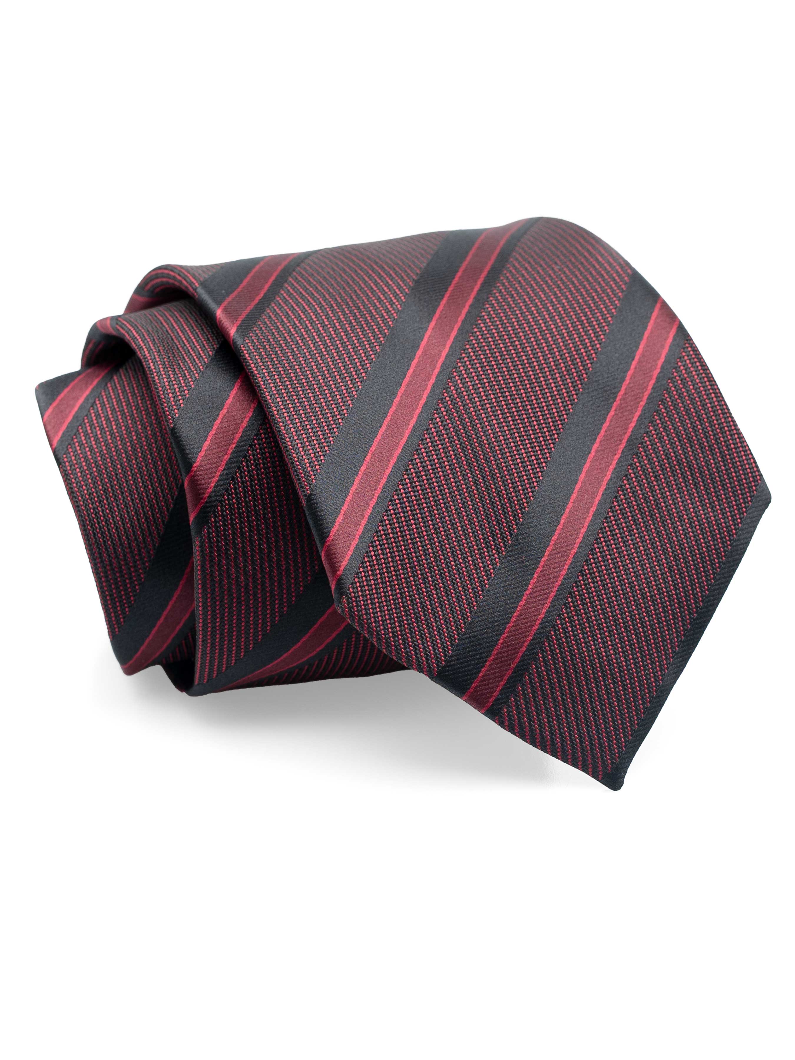 Stripe Tie – Wine Red With Black and Magenta Lines