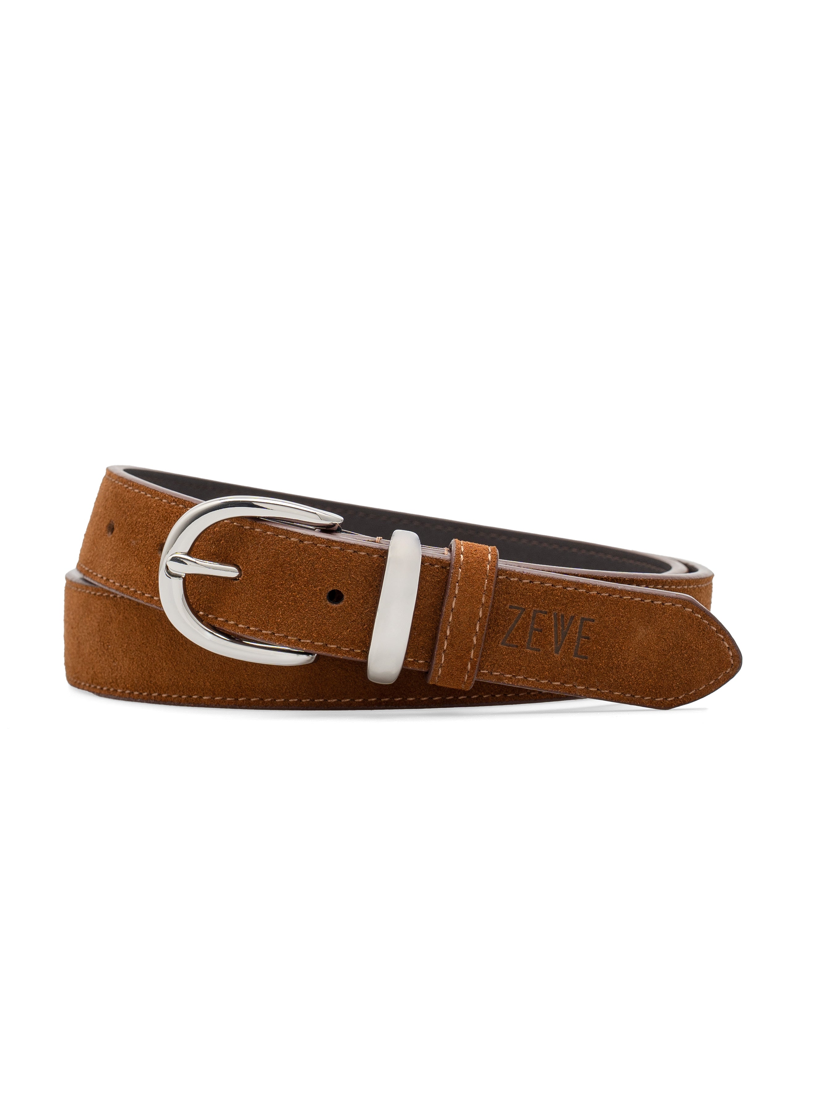 Camoscio Leather Belt with Silver-Toned Buckle