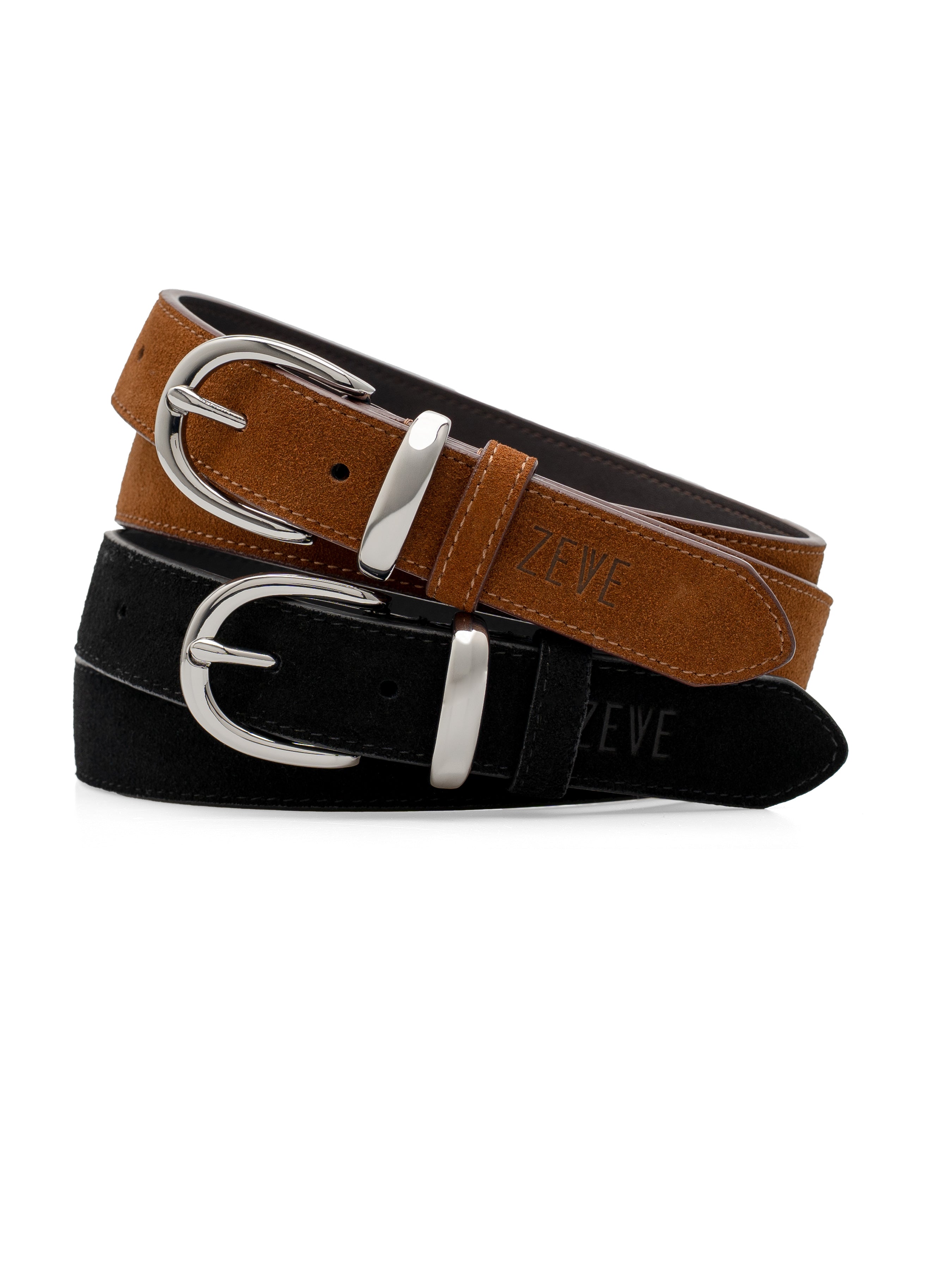 Camoscio Leather Belt with Silver-Toned Buckle