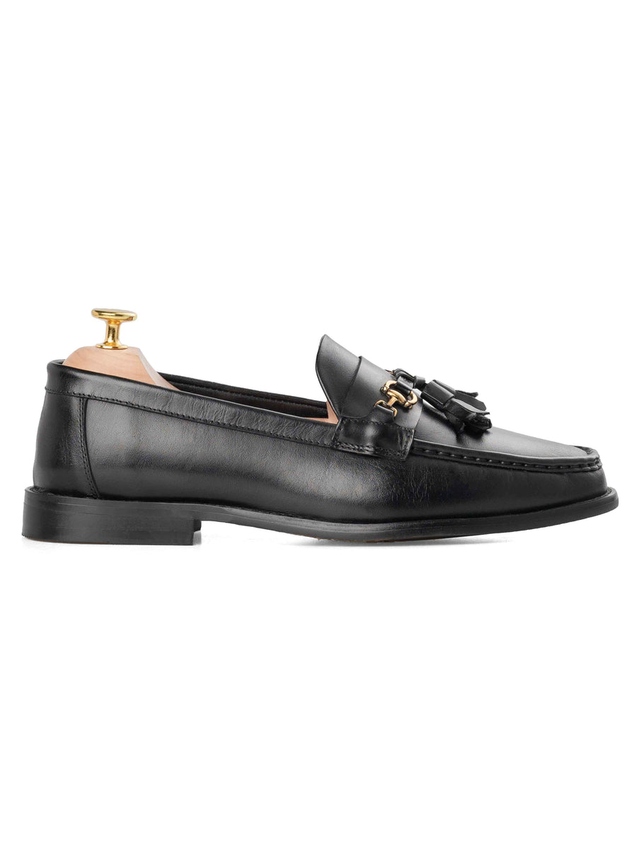 Tassel-Moccasin-Solid-Black-Side - Zeve