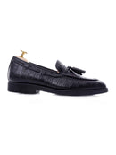 TasselLoaferBlackCrocoLeather_CrepeSole_1 - Zeve