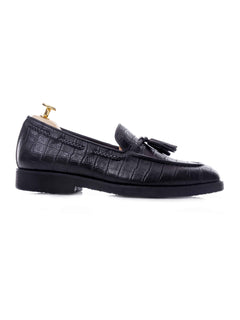 TasselLoaferBlackCrocoLeather_CrepeSole_1 - Zeve