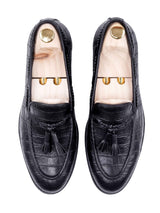 TasselLoaferBlackCrocoLeather_CrepeSole_4 - Zeve