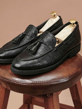 TasselLoaferBlackCrocoLeather_CrepeSole_7 - Zeve