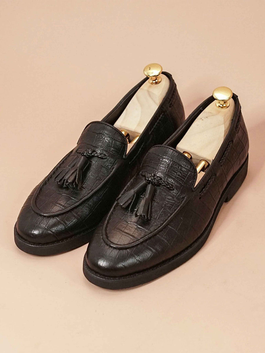 TasselLoaferBlackCrocoLeather_CrepeSole_9 - Zeve