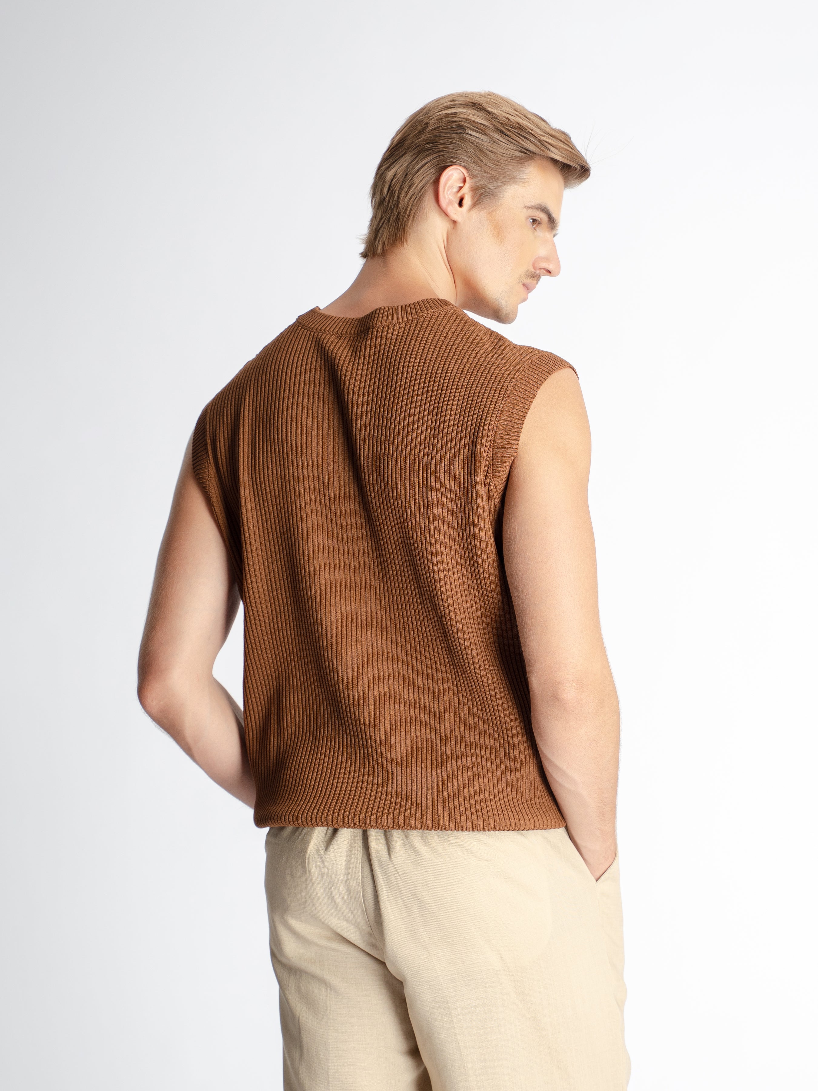 Theo Sleeveless Knit - Coffee