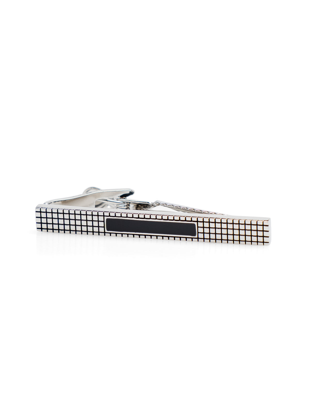 Tie Clip - Grid Texture Silver