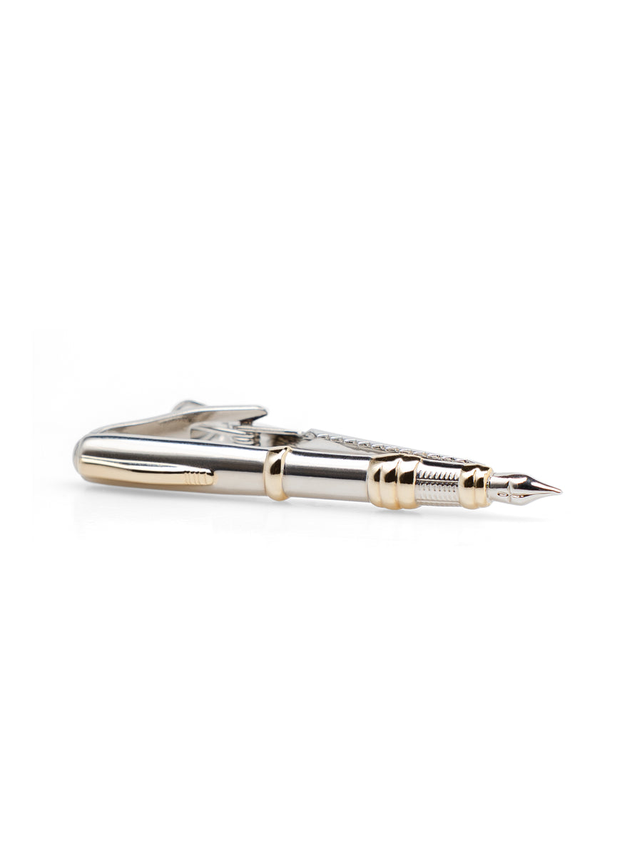Tie Clip - Fountain Pen Silver Gold