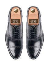 Top-Black-Semi-Brogue-Lace-Up-Oxford-Cap-Toe-Wide - Zeve