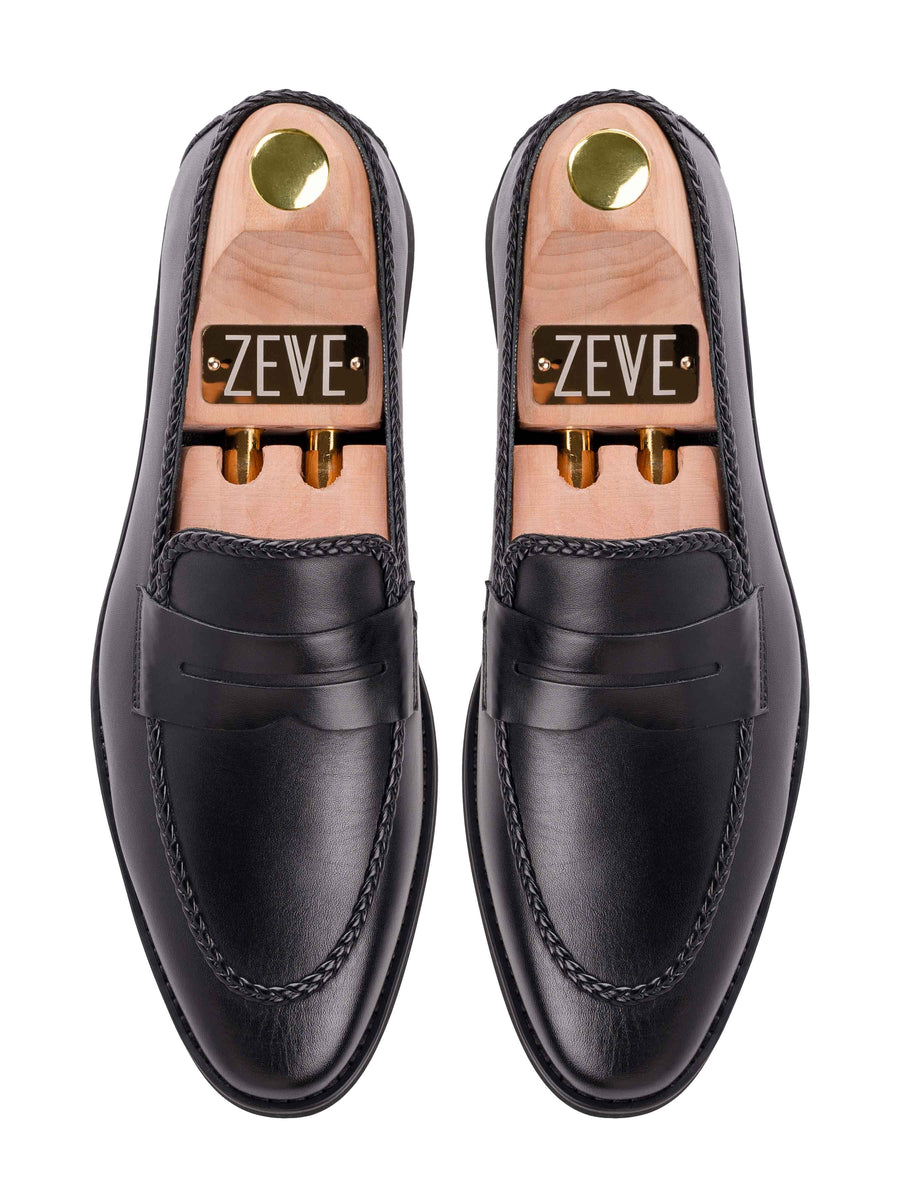 Top-Braided-Penny-Loafer-Solid-Black-_Crepe-Sole - Zeve