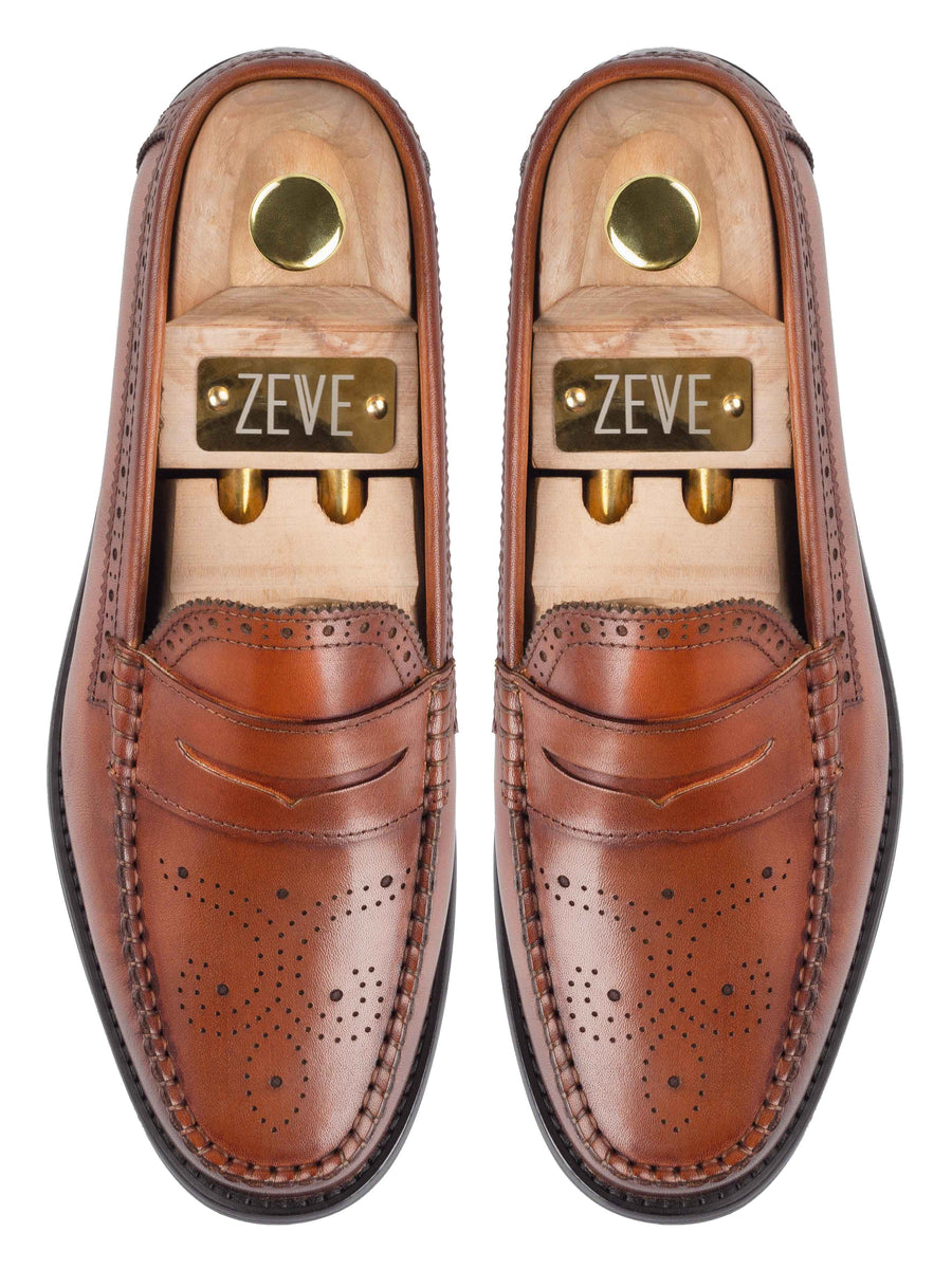 Top-Brogue-Penny-Loafer-CognacTan - Zeve