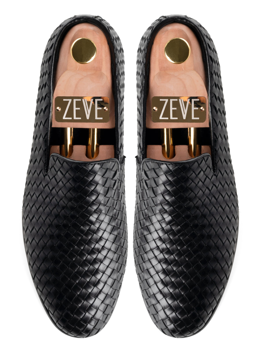 Top-Loafer-Slipper-Black-Weave - Zeve
