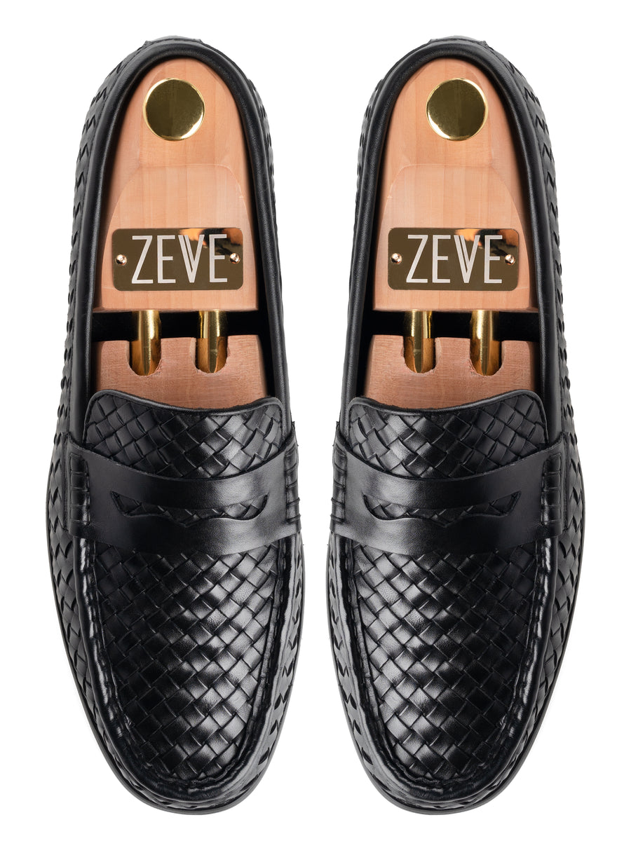 Top-Marco-Penny-Loafer-Black-Woven - Zeve