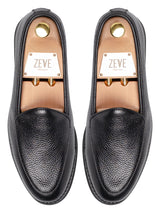TopBelgianLoaferBlackPebbleGrainLeather - Zeve