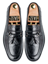 TopDarioTasselLoaferBlackCrocoPolishedLeather - Zeve