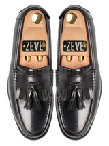 TopFringeClassicLoaferBlackGreywithTassel_HandPaintedPatina - Zeve