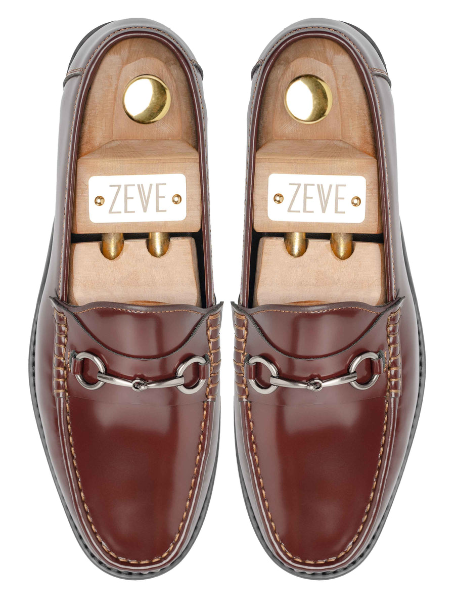 TopHorsebitMoccasinLoaferCognacTanPatentLeather - Zeve