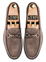 TopHorsebitMoccasinLoaferDarkBrownSuedeLeatherSilverBuckle - Zeve