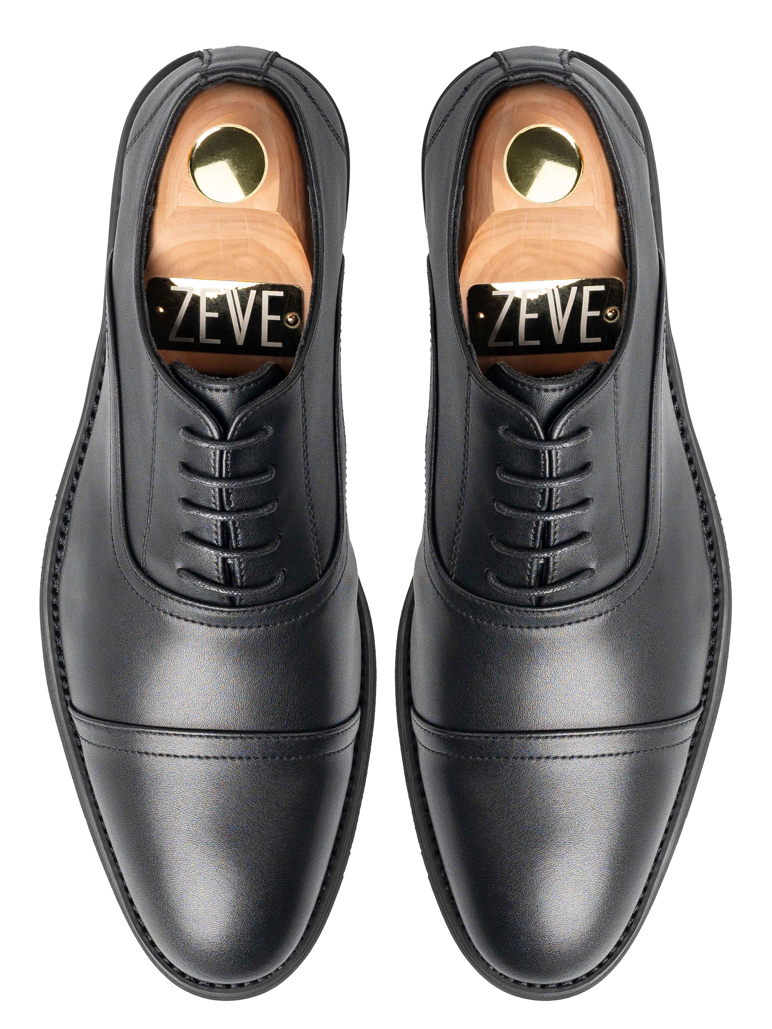 Oxford Cap Toe - Black Lace Up (Flexi-Sole)