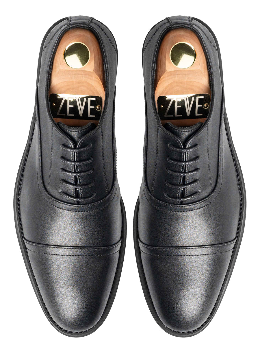 TopOxfordCapToeBlackLaceUp_FlexiSole - Zeve