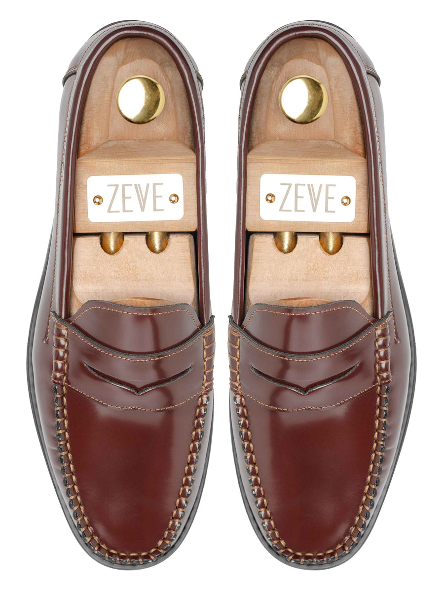 TopPennyLoaferCognacTanPatentLeather - Zeve