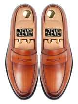 TopPennyLoaferCognacTan_HandPaintedPatina - Zeve
