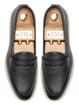 TopPietroBelgianLoaferBlackPebbleGrainLeather_SoflexSole - Zeve