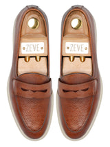 TopPietroBelgianLoaferBrownPebbleGrainLeather_SoflexSole - Zeve