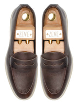 TopPietroBelgianLoaferCoffeePebbleGrainLeather_SoflexSole - Zeve