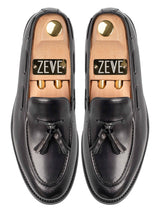 TopTasselLoaferBlackGrey_HandPaintedPatina - Zeve