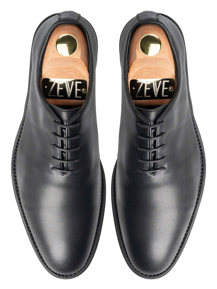 TopWholecutOxfordBlackLaceup_FlexiSole - Zeve
