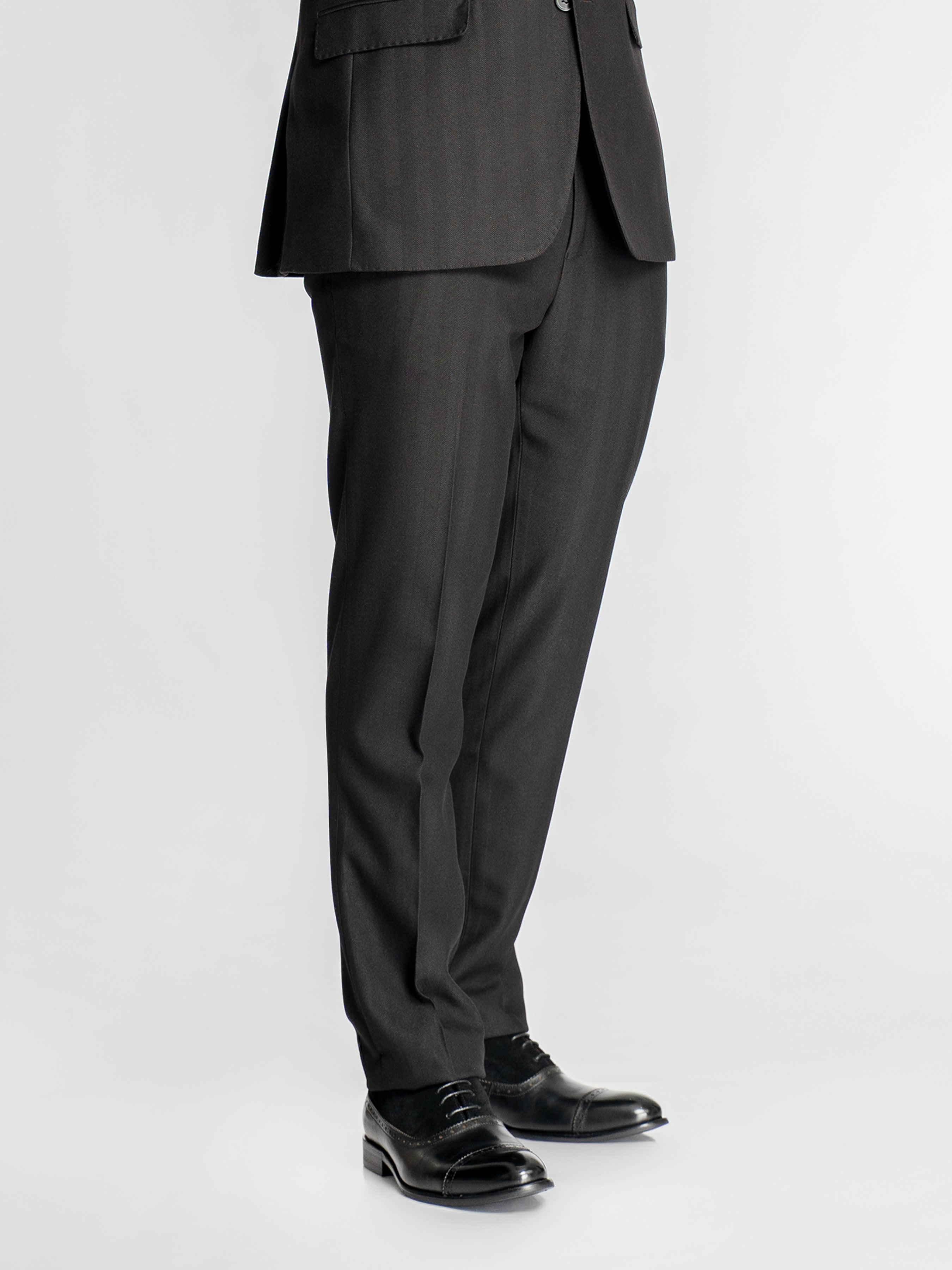 Trousers With Belt Loop - Black Shadow Stripe (Slim Straight)