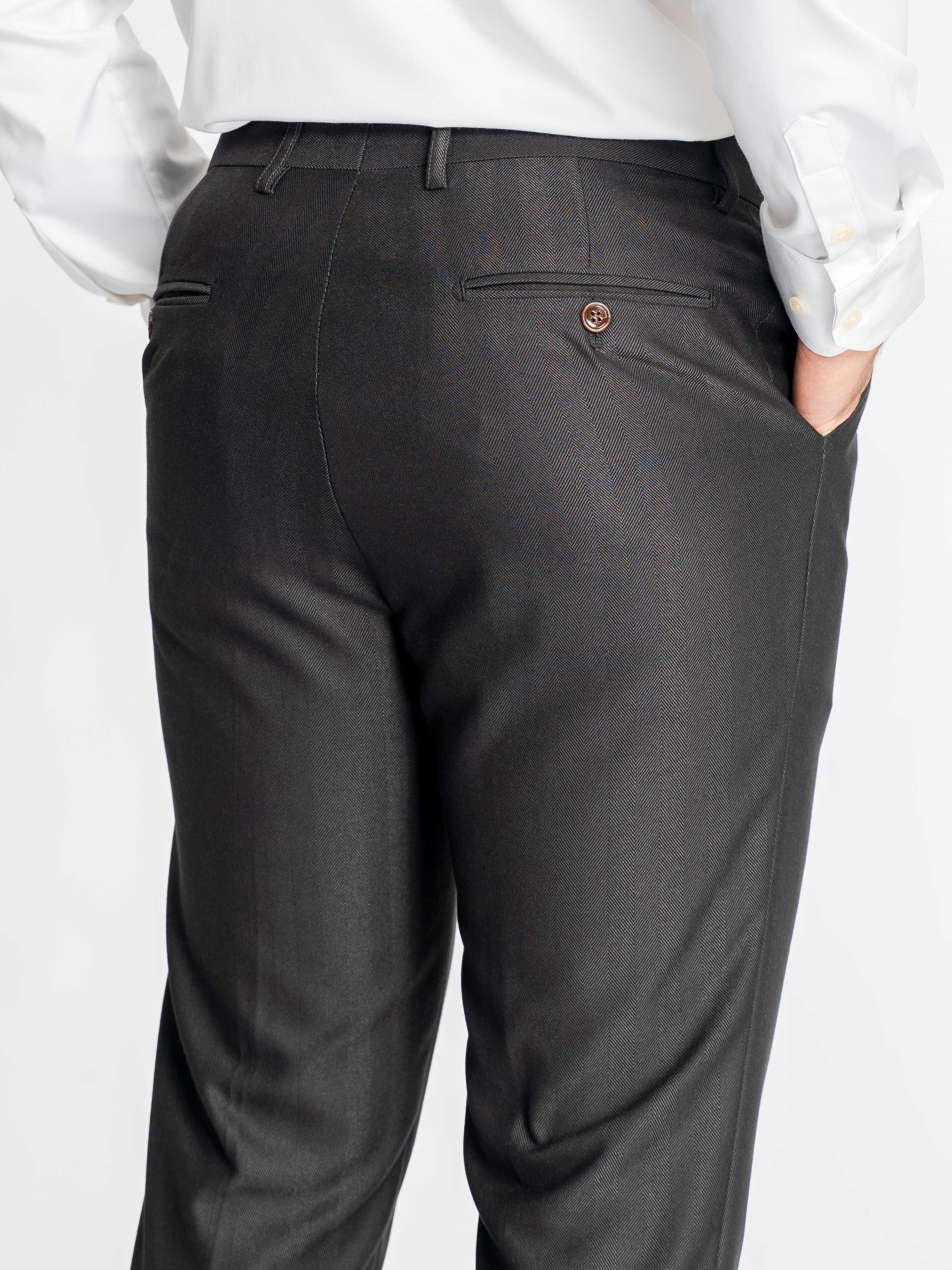 Trousers With Belt Loop - Grey Charcoal Shadow Stripe (Slim Straight)