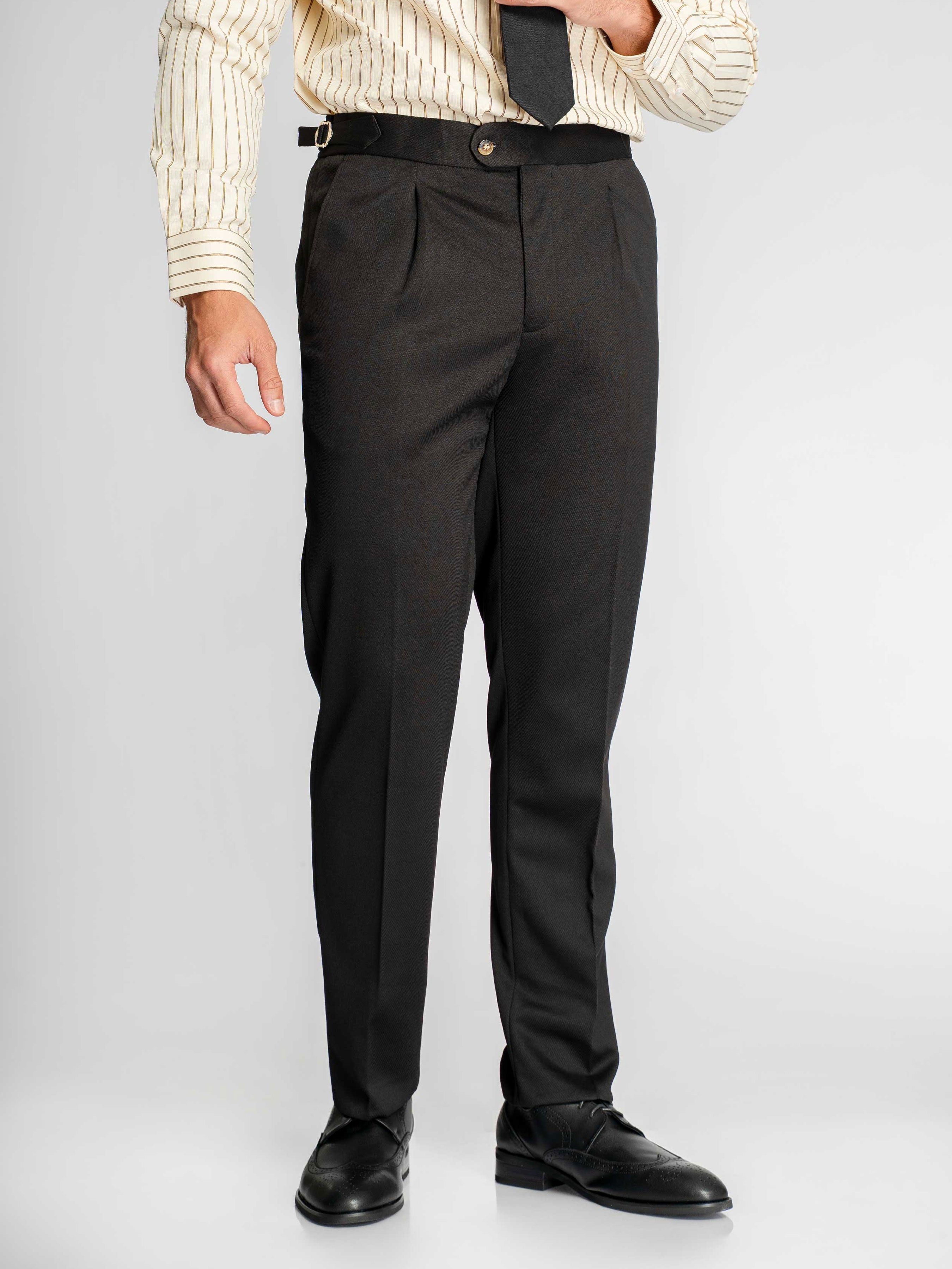 Trousers With Side Adjuster - Onxy Black (Slim Straight)