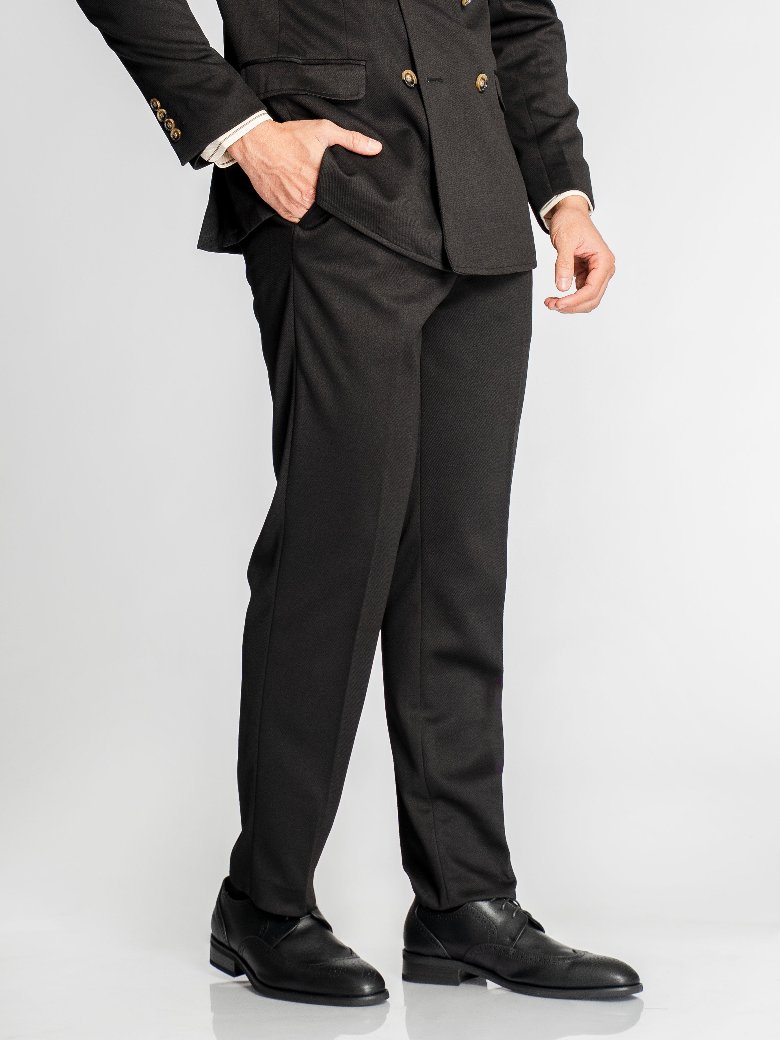 Trousers With Side Adjuster - Onxy Black (Slim Straight)
