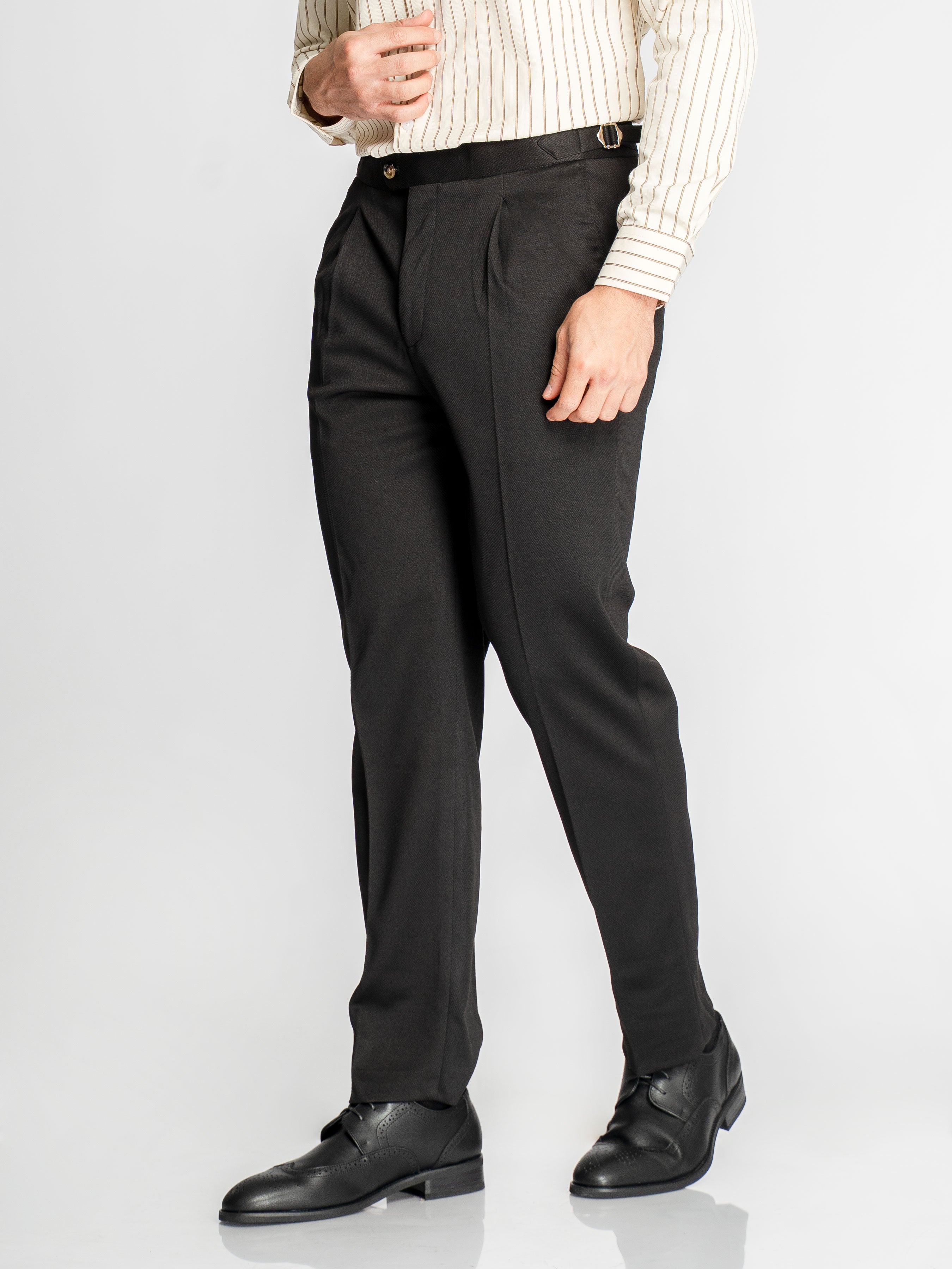 Trousers With Side Adjuster - Onxy Black (Slim Straight)