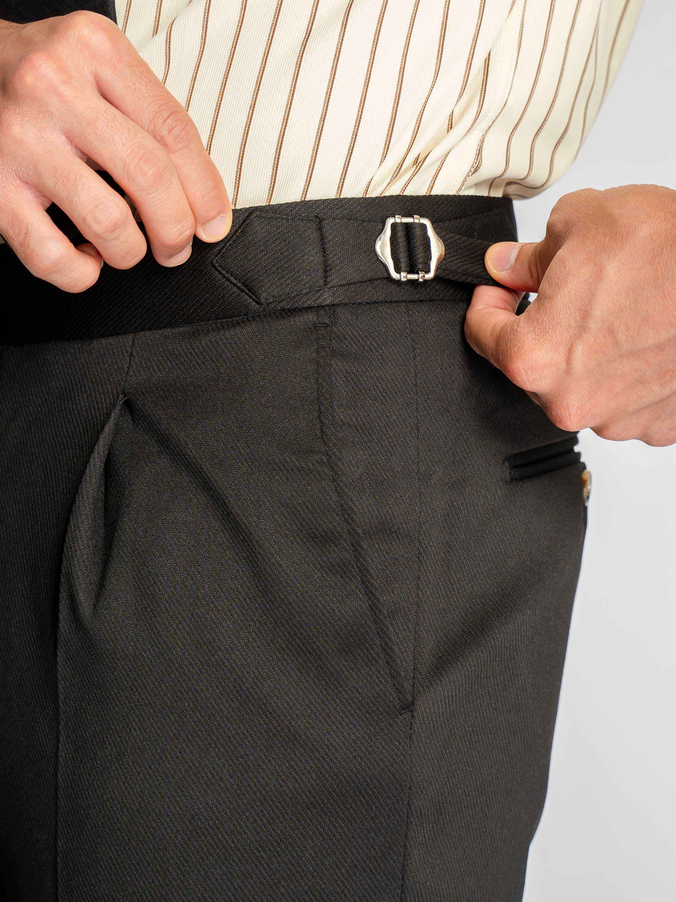 Trousers With Side Adjuster - Onxy Black (Slim Straight)