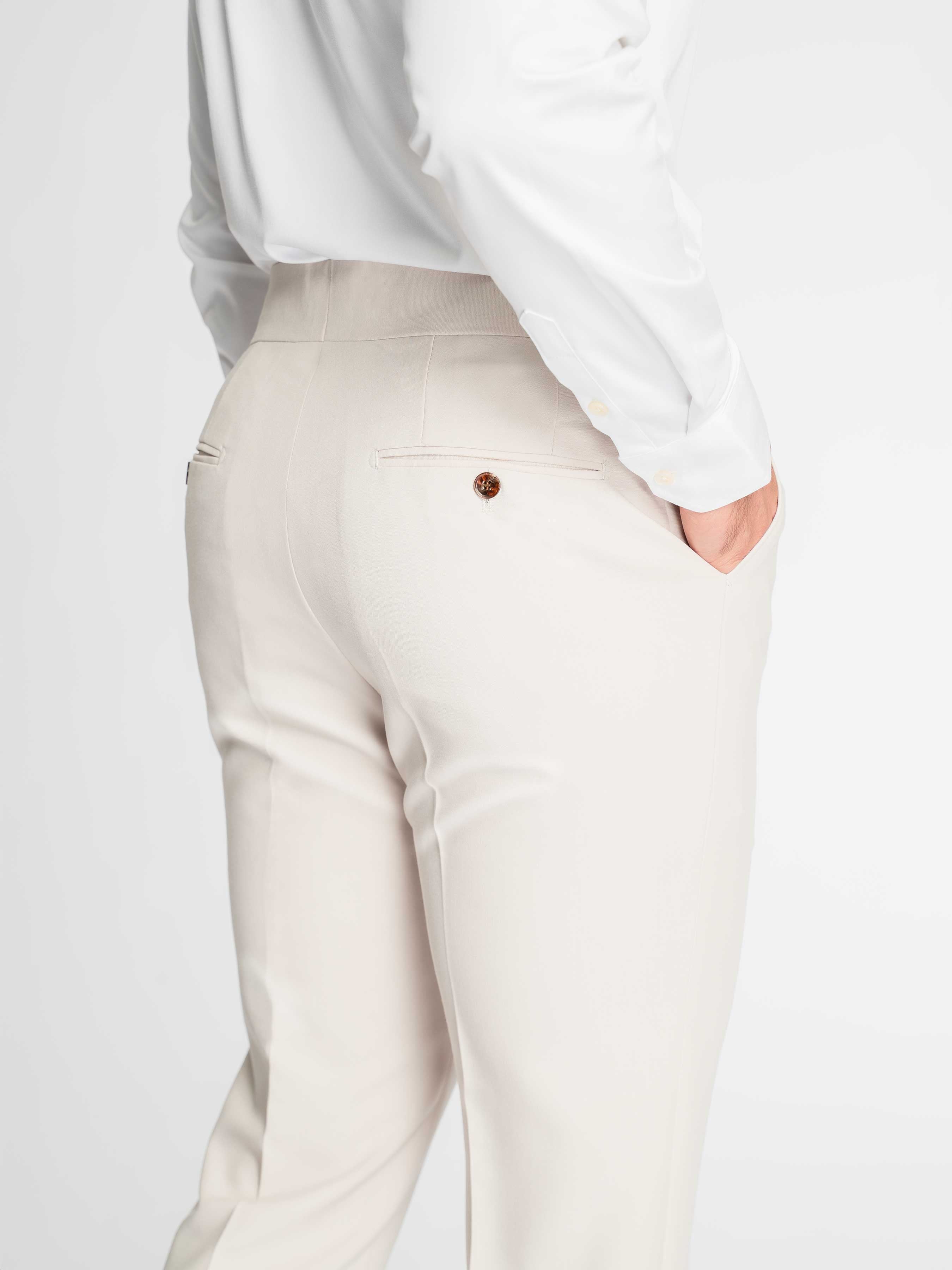 Trousers With Side Adjuster -Chalk White (Slim Straight)