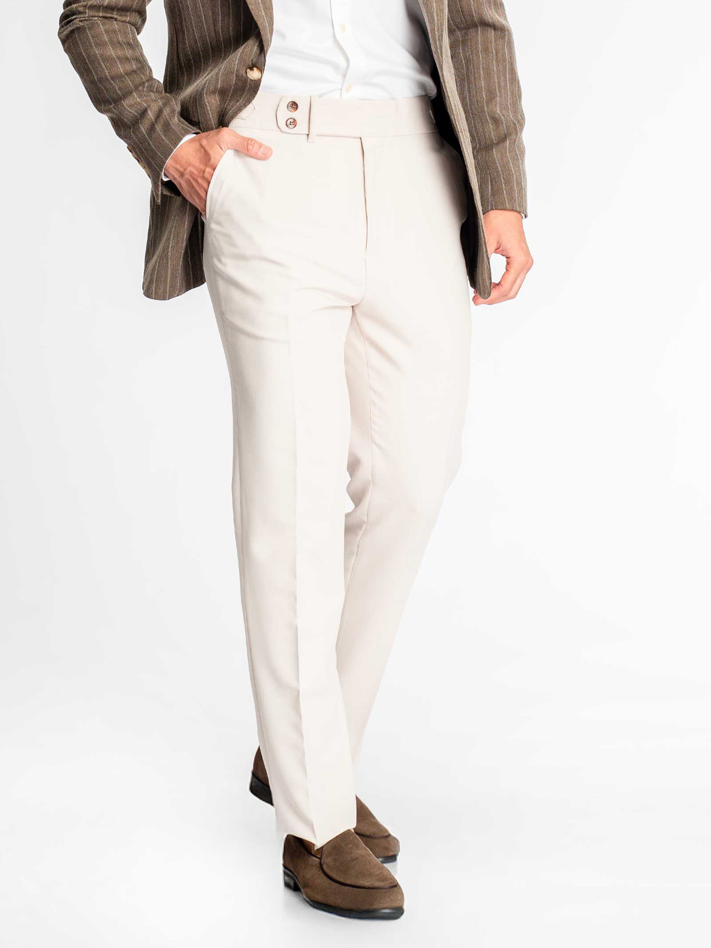 Trousers With Side Adjuster -Chalk White (Slim Straight)