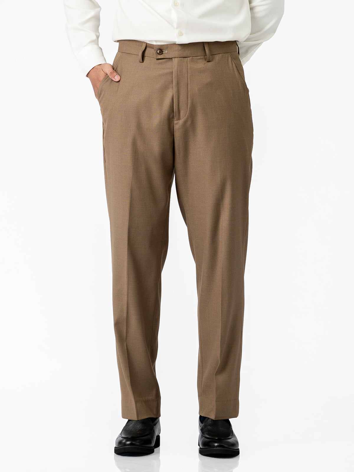 Trousers With Belt Loop - Ash Khaki (Regular Fit)
