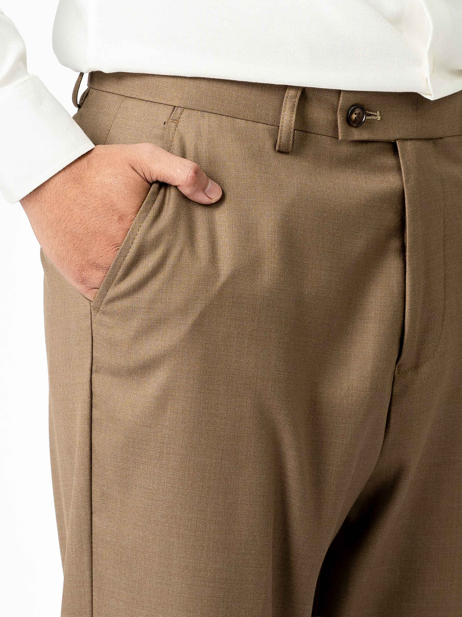 Trousers With Belt Loop - Ash Khaki (Regular Fit)